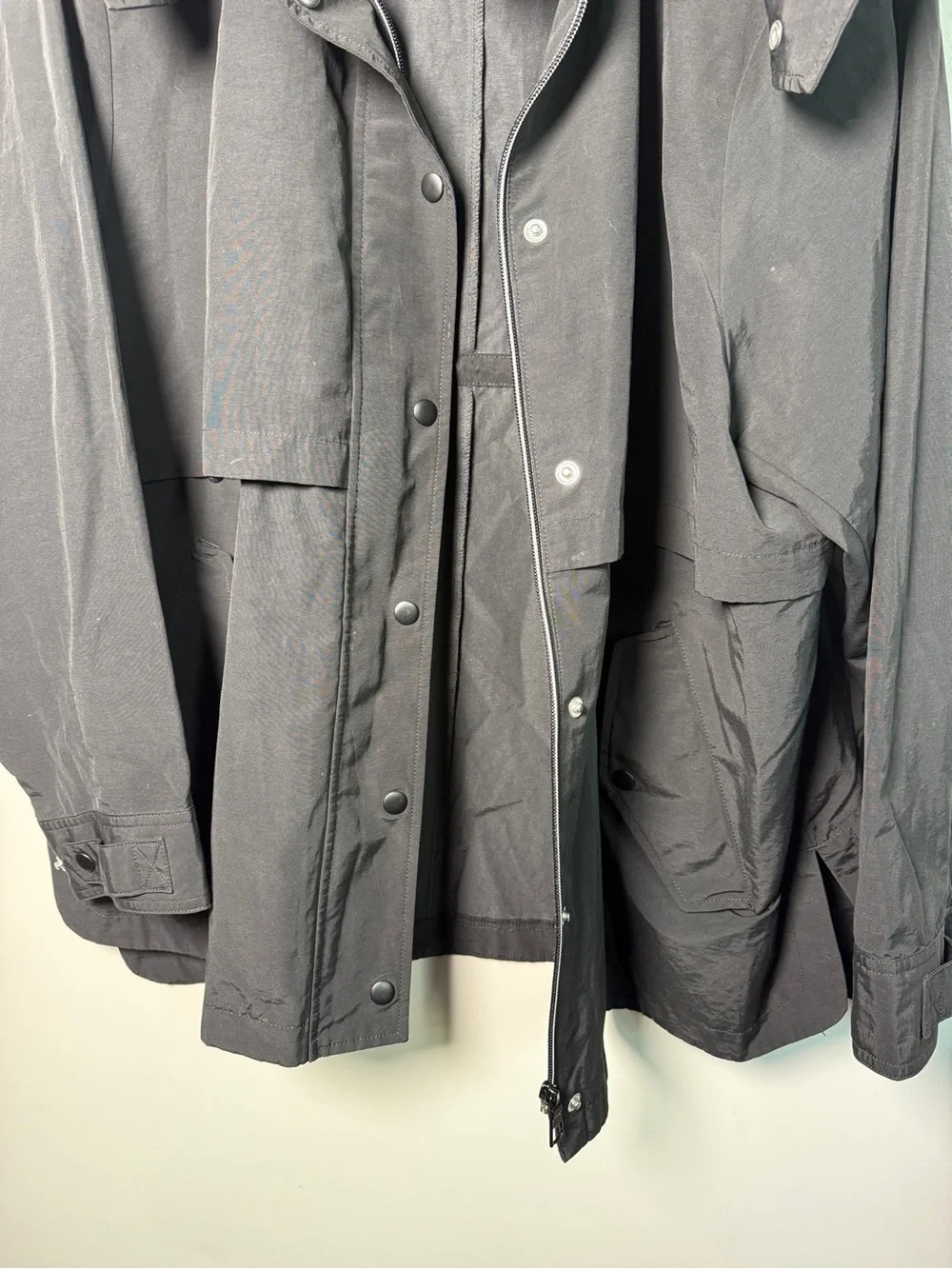 J.Crew Re-Imagined Hooded Utility Jacket Anorak Windbreaker Black XXL